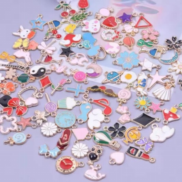 30pcs Gold-Plated and Color - Mixed Pendant